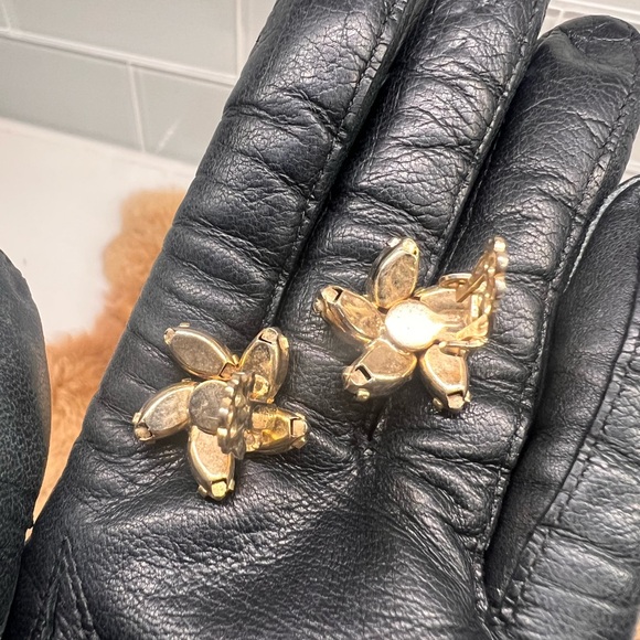 1960’s Vintage Weiss Green Rhinestone Clip on Earrings AB Center Stone - Picture 6 of 8